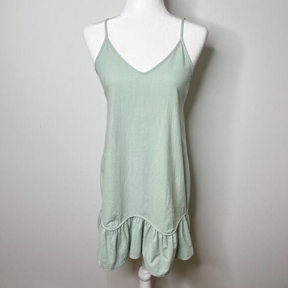 Shein Women's Slip Dress Size S Mint Green Ruffle Hem Spaghetti Strap Shift 90s - Picture 2 of 13
